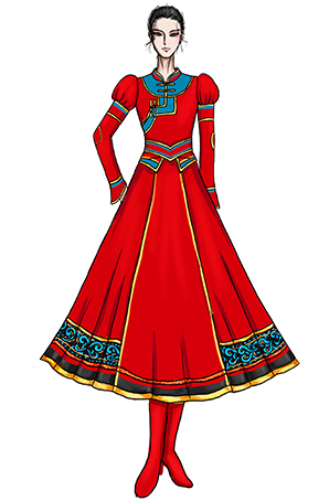 蒙古民族舞臺服裝定做女演出服蒙古服定制